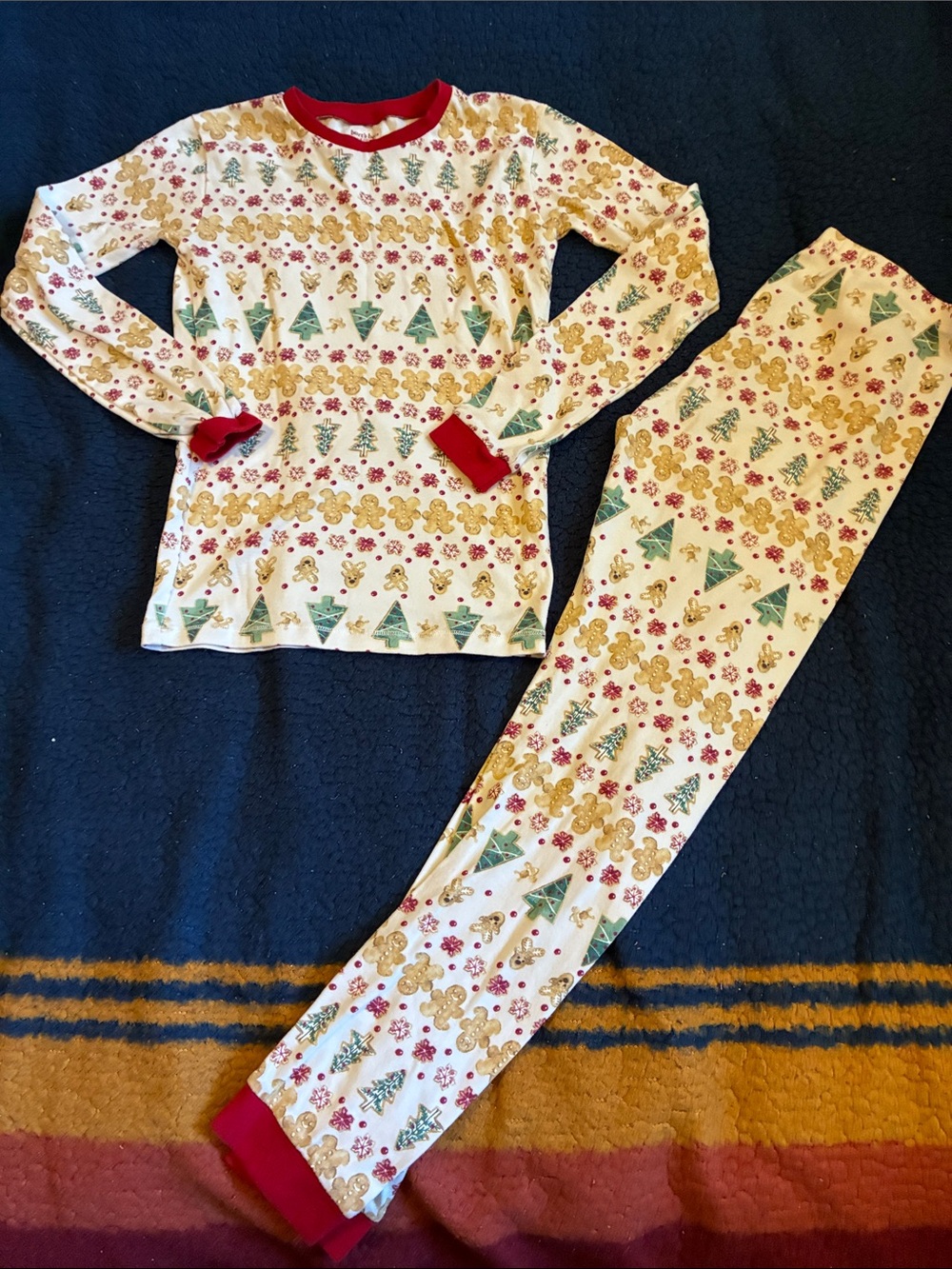 Burt's Bees Kids Cream Christmas Tree & Gingerbread Pajama Set unisex
